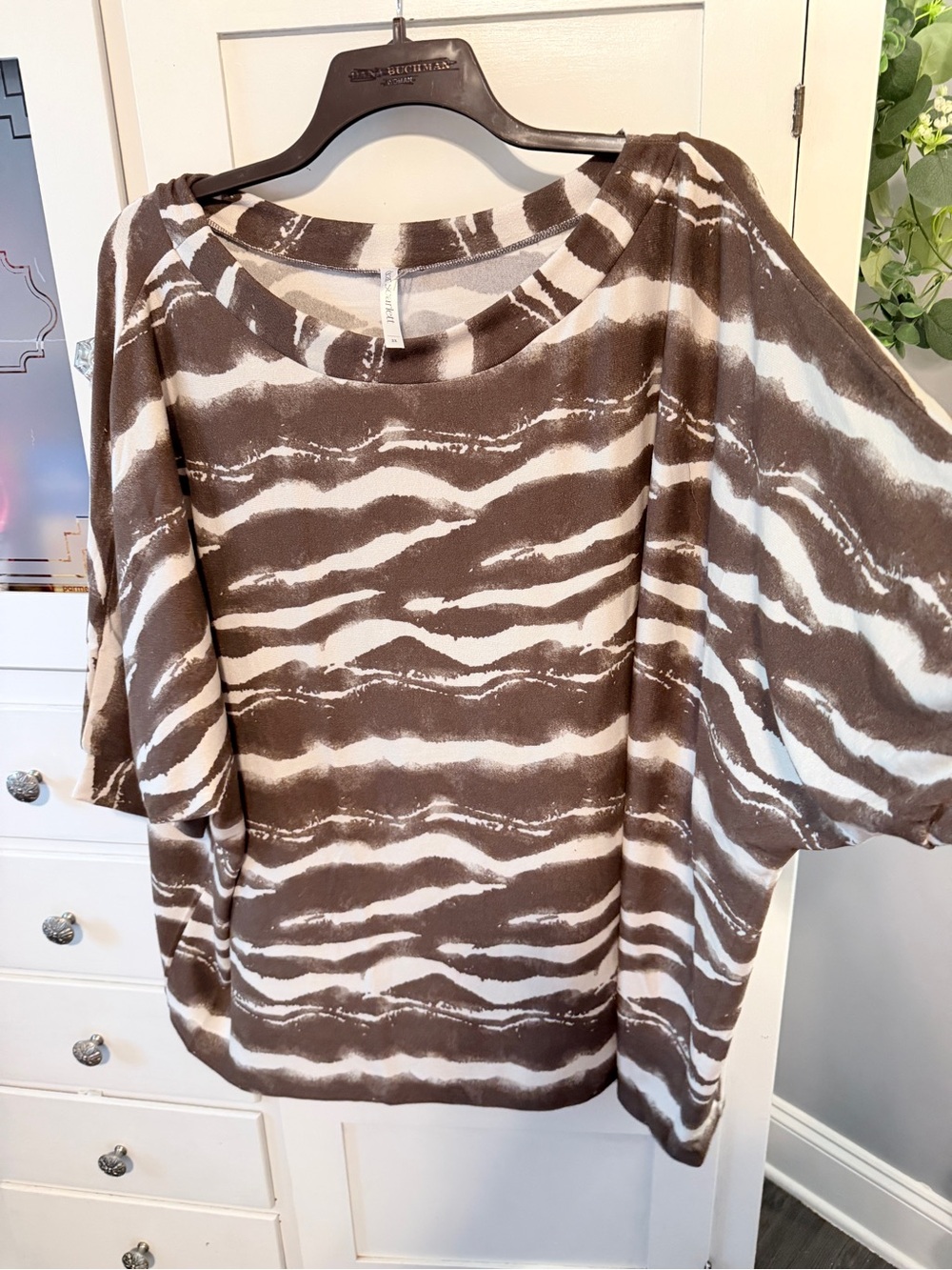 Scarlett Brown and Cream Striped Dolman Sleeve Top
